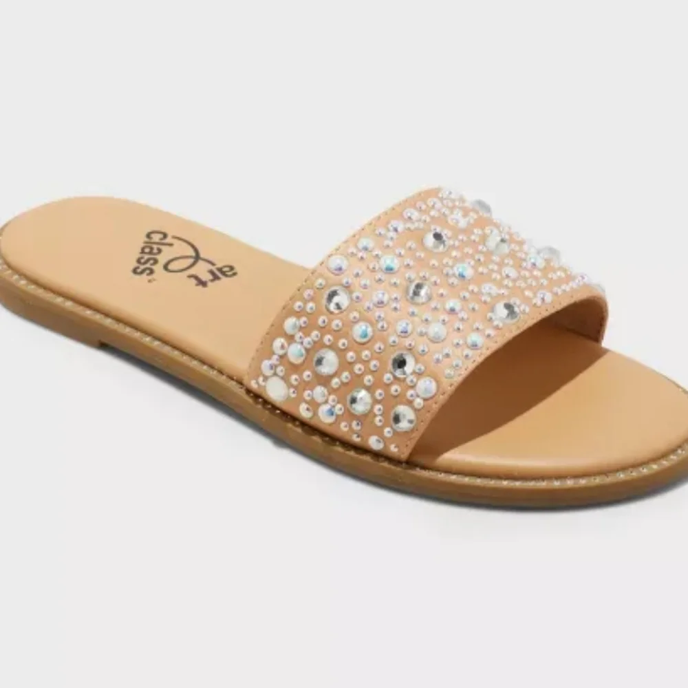 Art Class Tan Embellished Sandals Versatile Slip-On Size 13